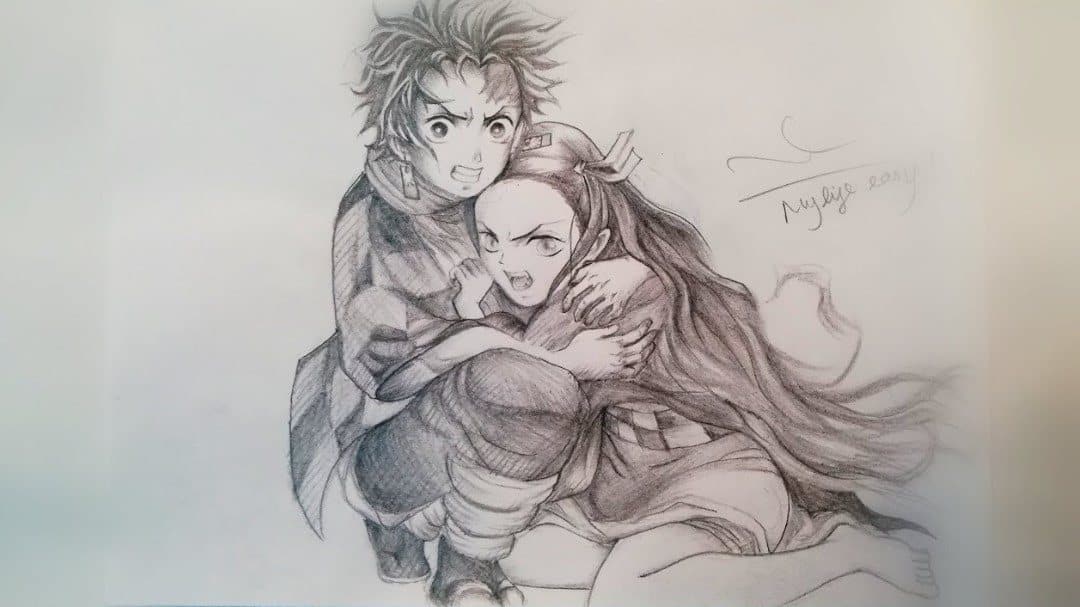 Vẽ Tanjiro Và Nezuko Bằng Chì