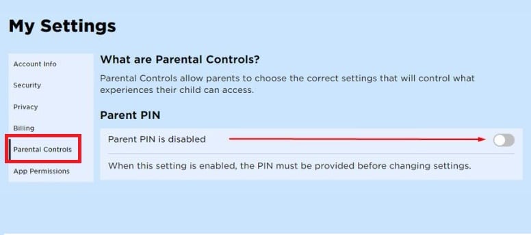 Chọn Parental Controls
