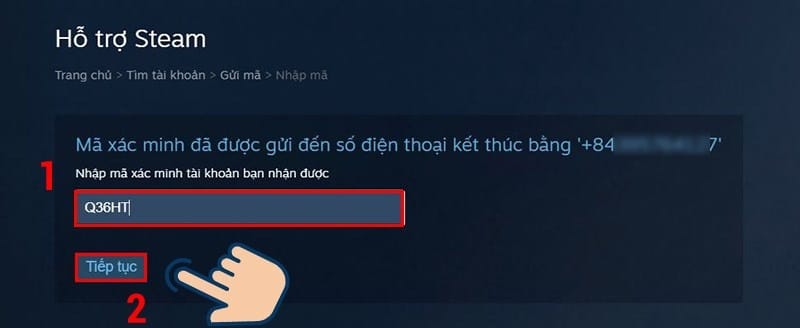 Điền mã xác minh