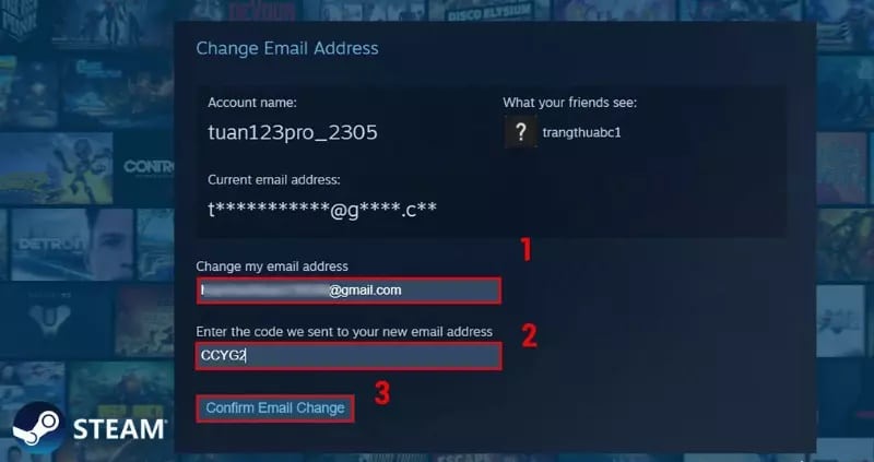 Nhấn Confirm Email Change