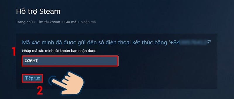 Nhập mã xác minh