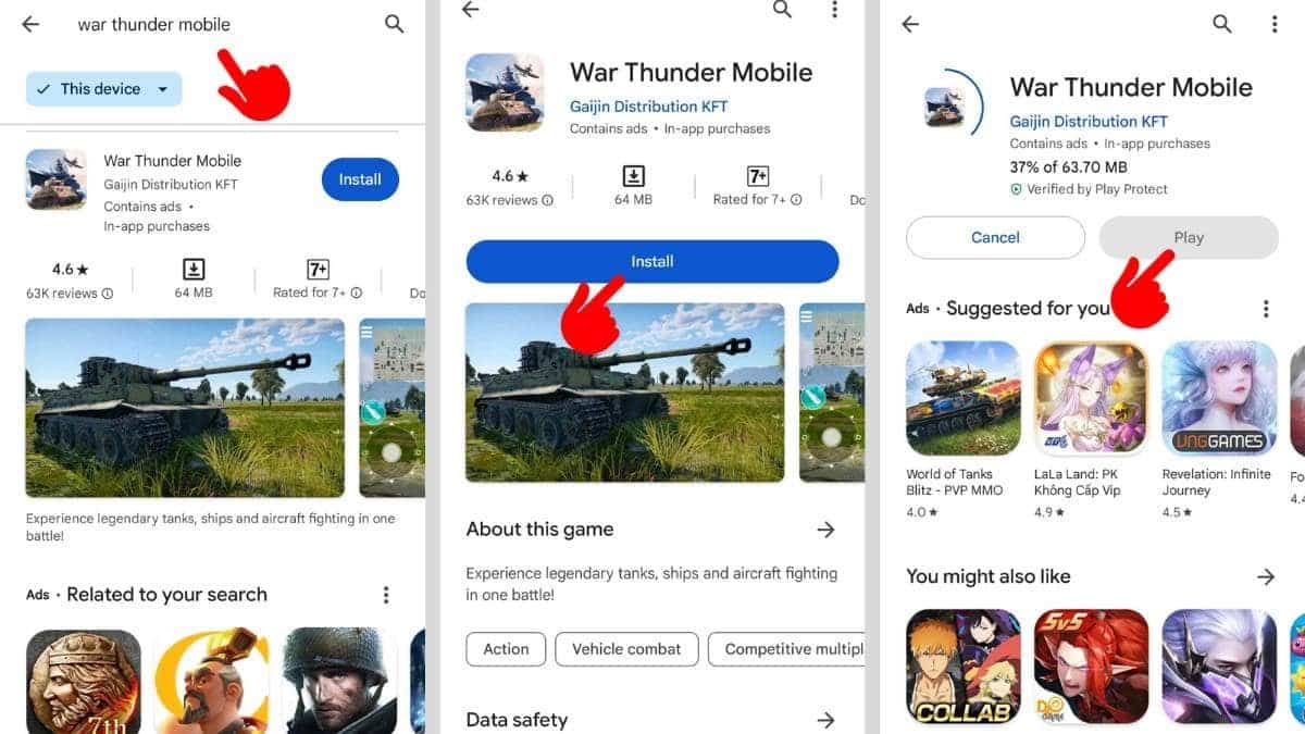 Cách tải game war thunder mobile trên điện thoại android